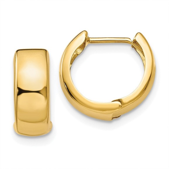 Million Charms 14k Yellow Gold Hinged Hoop Earrings 12 L x 12 mm W